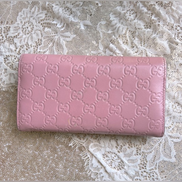 GUCCI AUTHENTICATED Guccissima GG Interlocking Pink Leather Long Wallet/Clutch - Picture 3 of 16